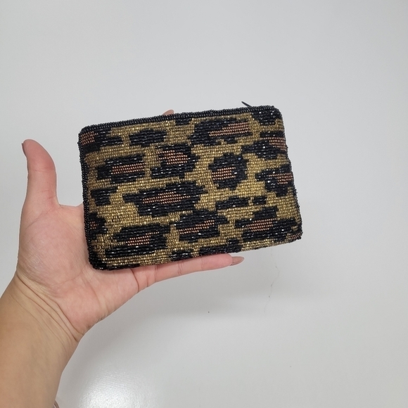 Vintage Neiman Marcus Petite Beaded Evening Clutch Coin Purse Animal Print Small - Picture 8 of 11